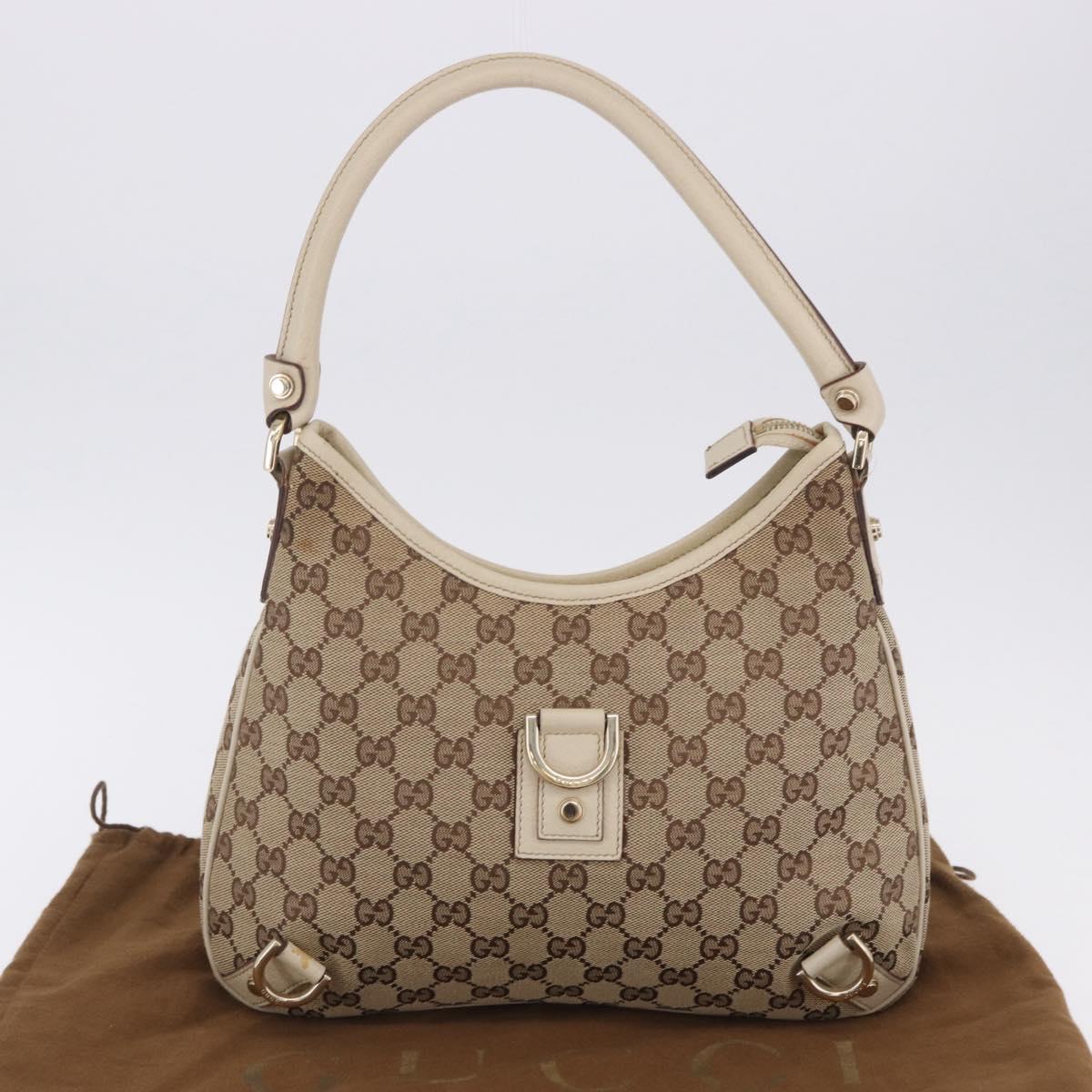GUCCI GG Canvas Shoulder Bag Beige Gold 130738 Auth am12619V