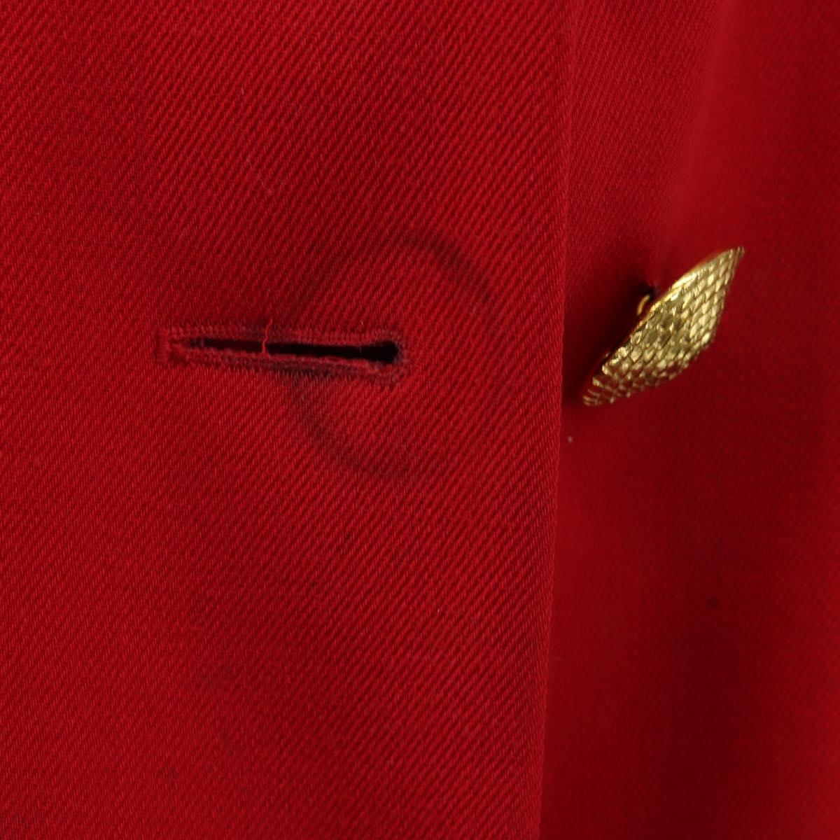 CHANEL Skirt Setup Jacket Cotton Red CC Auth am12620