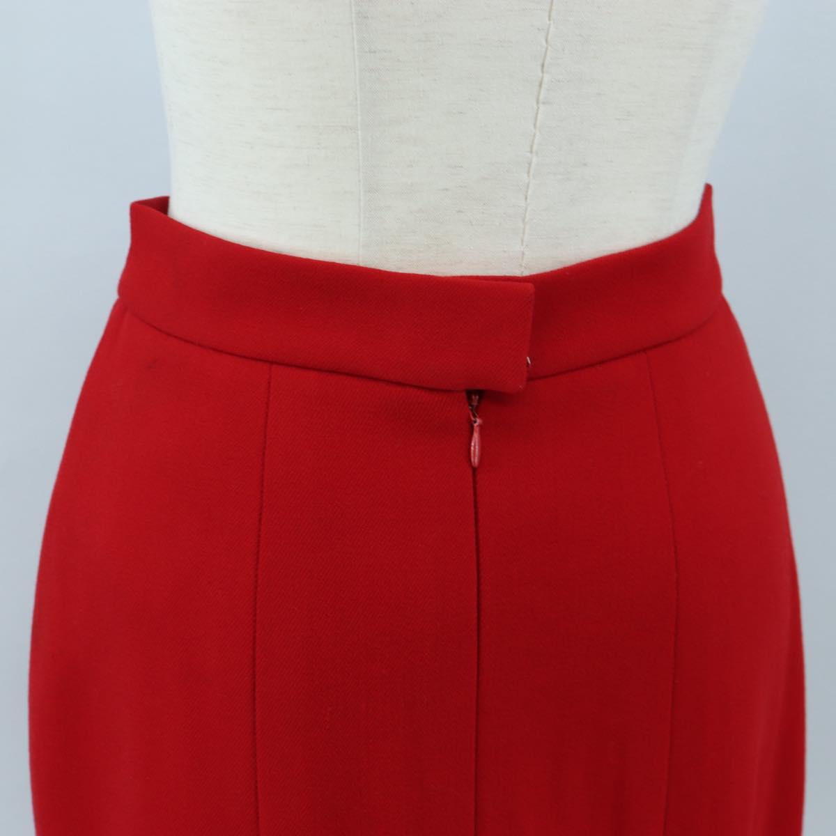 CHANEL Skirt Setup Jacket Cotton Red CC Auth am12620