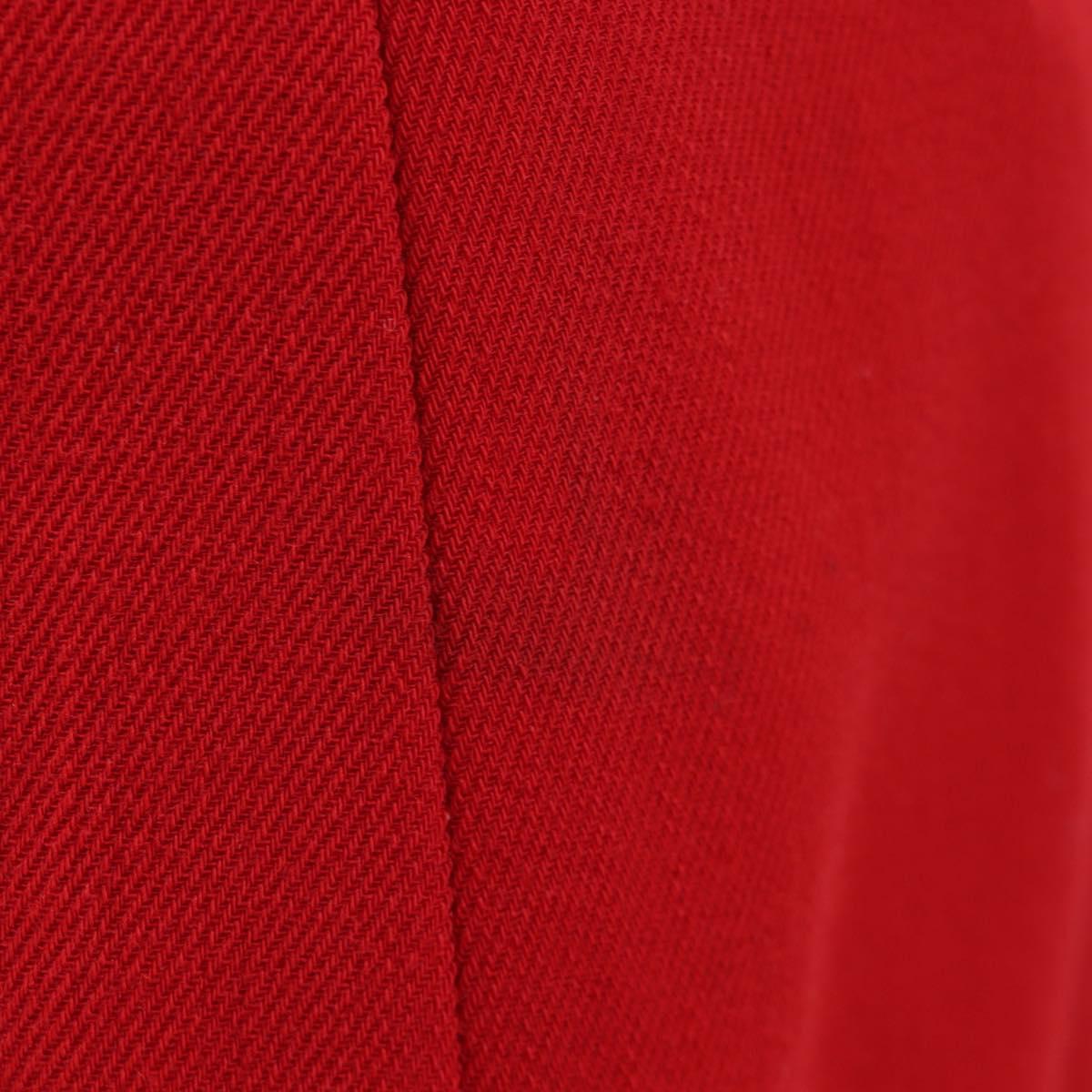 CHANEL Skirt Setup Jacket Cotton Red CC Auth am12620