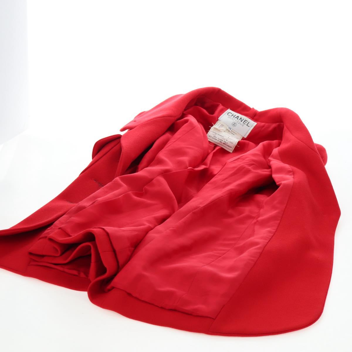 CHANEL Skirt Setup Jacket Cotton Red CC Auth am12620