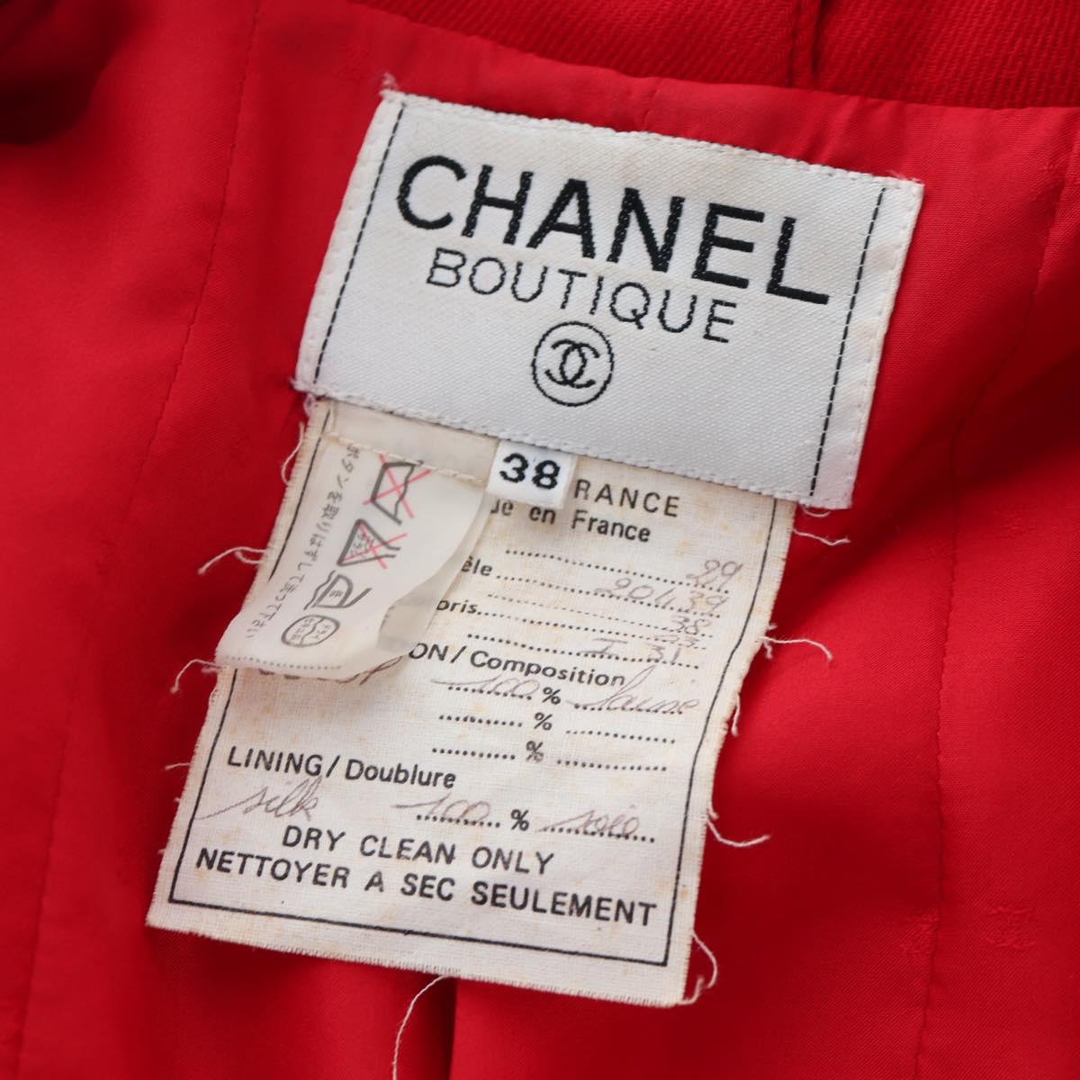 CHANEL Skirt Setup Jacket Cotton Red CC Auth am12620