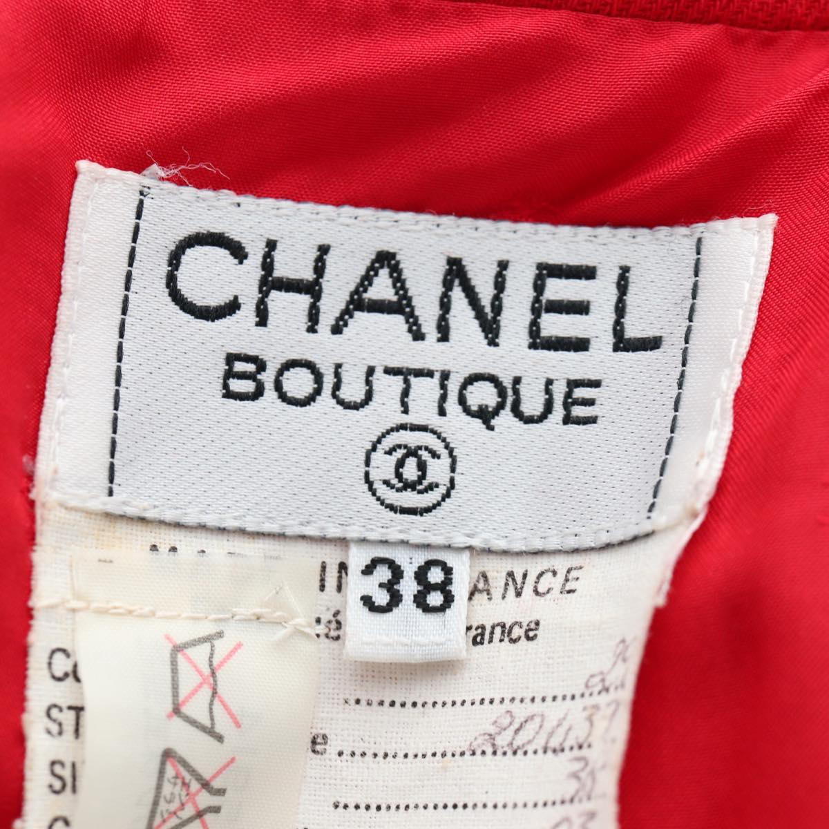 CHANEL Skirt Setup Jacket Cotton Red CC Auth am12620