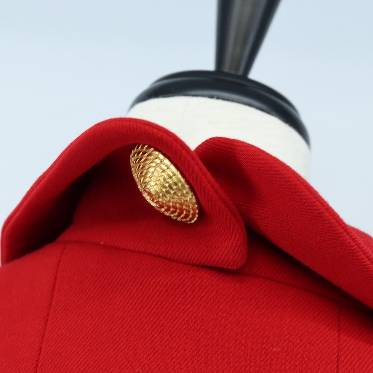 CHANEL Skirt Setup Jacket Cotton Red CC Auth am12620