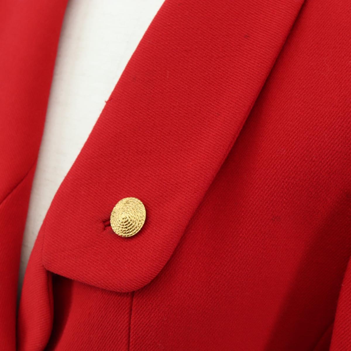 CHANEL Skirt Setup Jacket Cotton Red CC Auth am12620