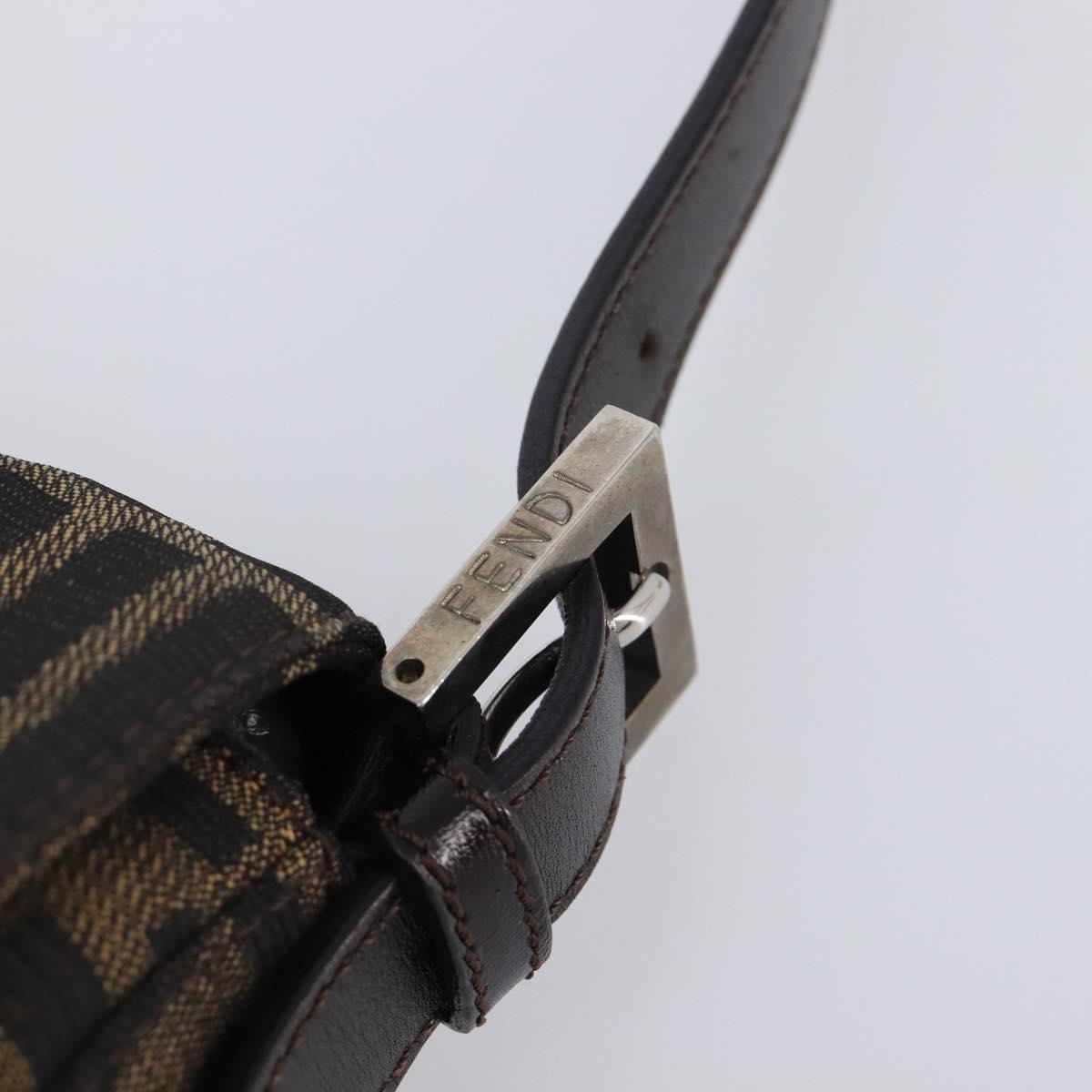 FENDI Zucca Canvas Mamma Baguette Shoulder Bag Brown Black Auth am12622V