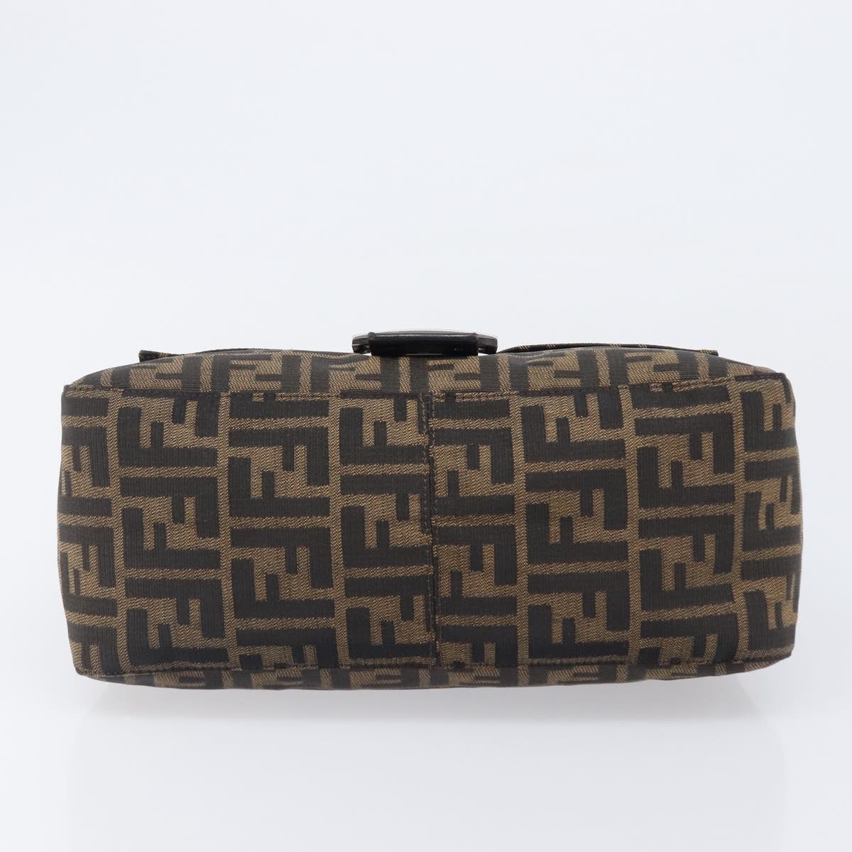 FENDI Zucca Canvas Mamma Baguette Shoulder Bag Brown Black Auth am12622V