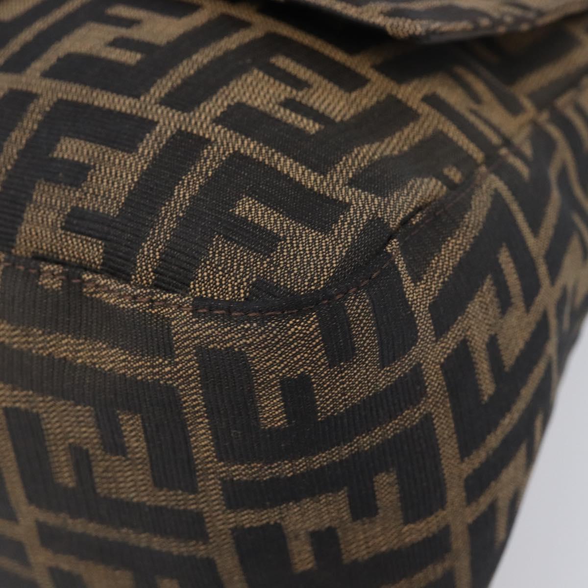 FENDI Zucca Canvas Mamma Baguette Shoulder Bag Brown Black Auth am12622V