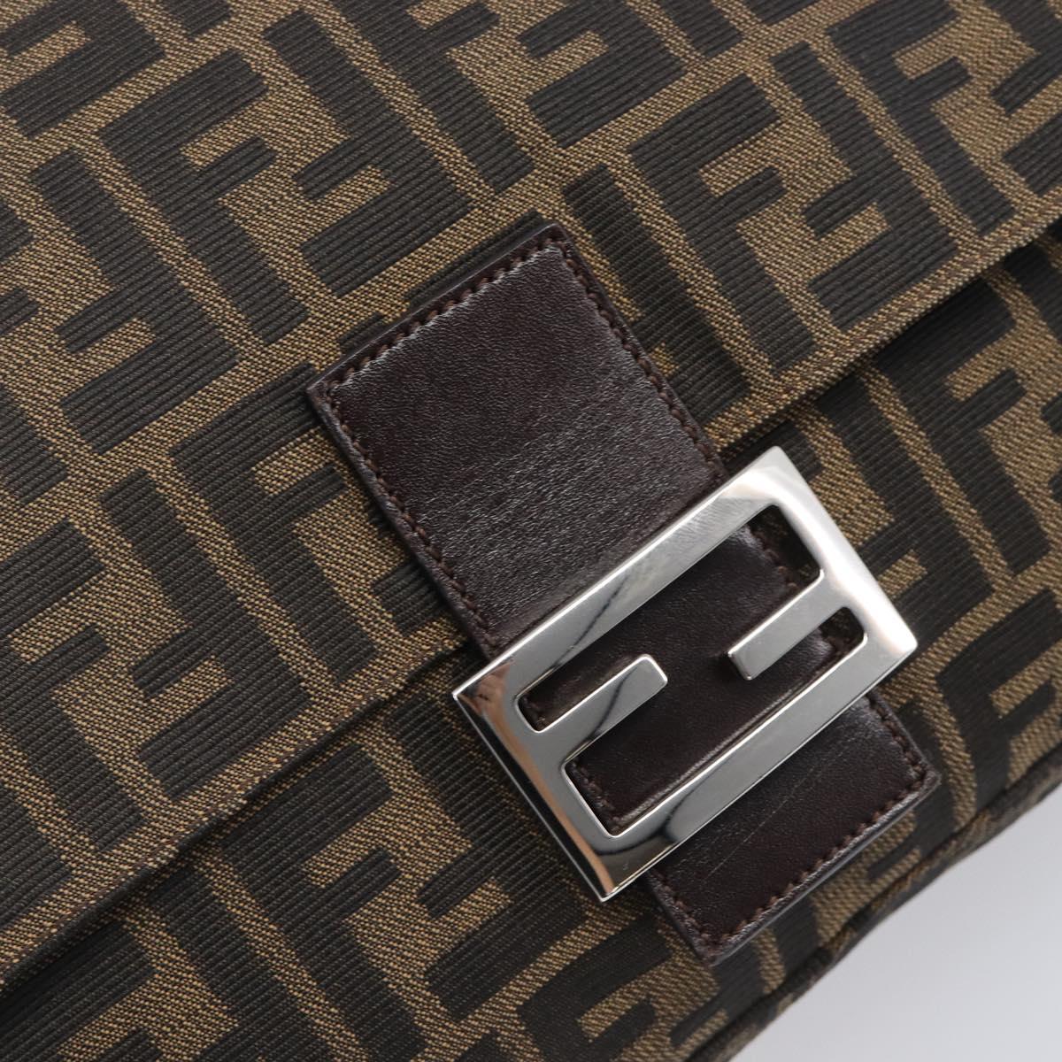 FENDI Zucca Canvas Mamma Baguette Shoulder Bag Brown Black Auth am12622V