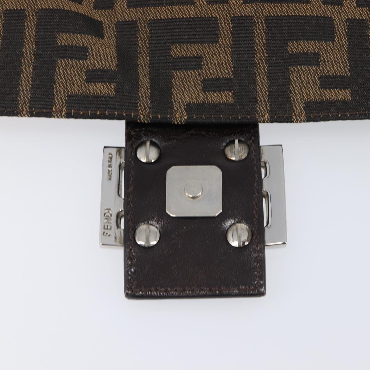 FENDI Zucca Canvas Mamma Baguette Shoulder Bag Brown Black Auth am12622V