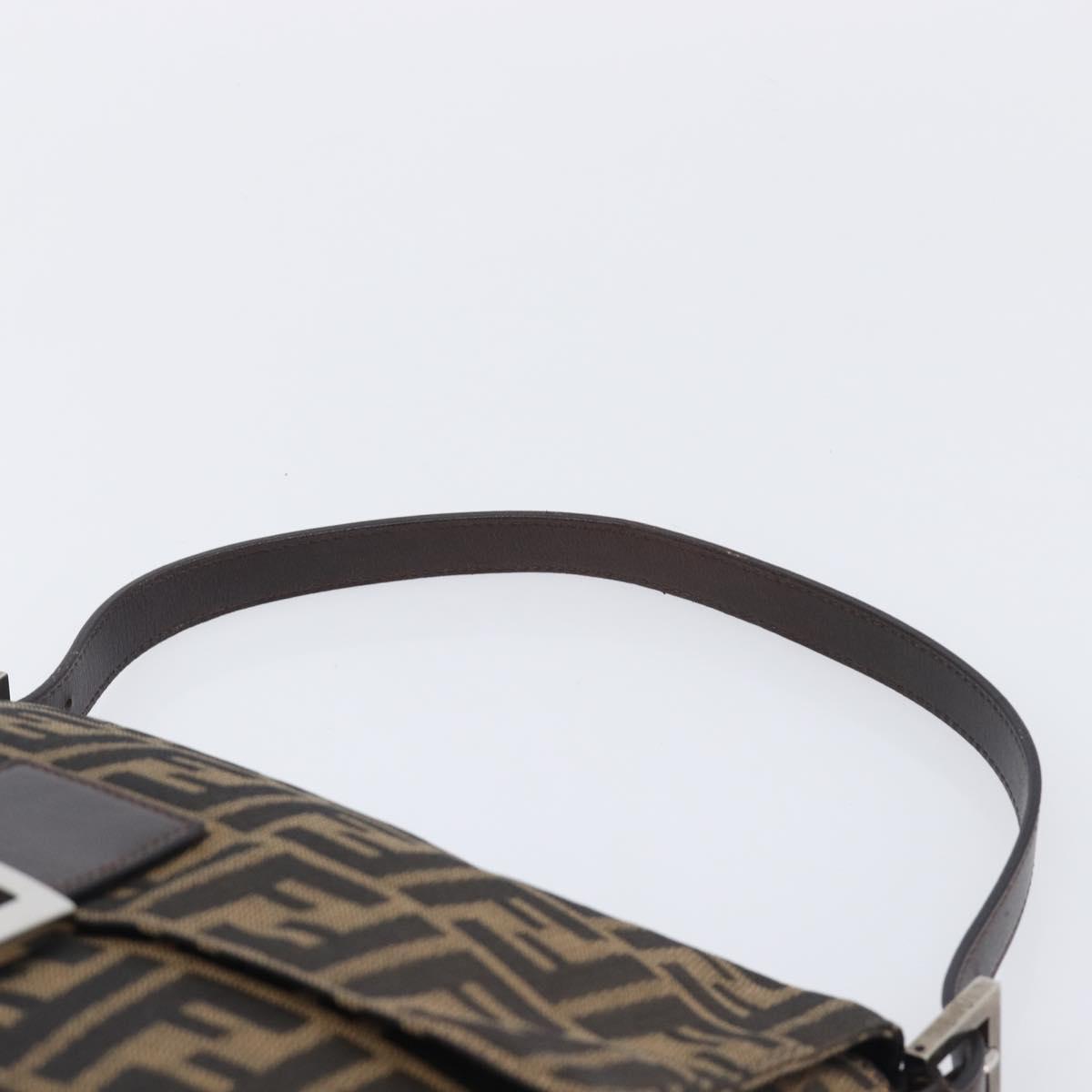 FENDI Zucca Canvas Mamma Baguette Shoulder Bag Brown Black Auth am12622V