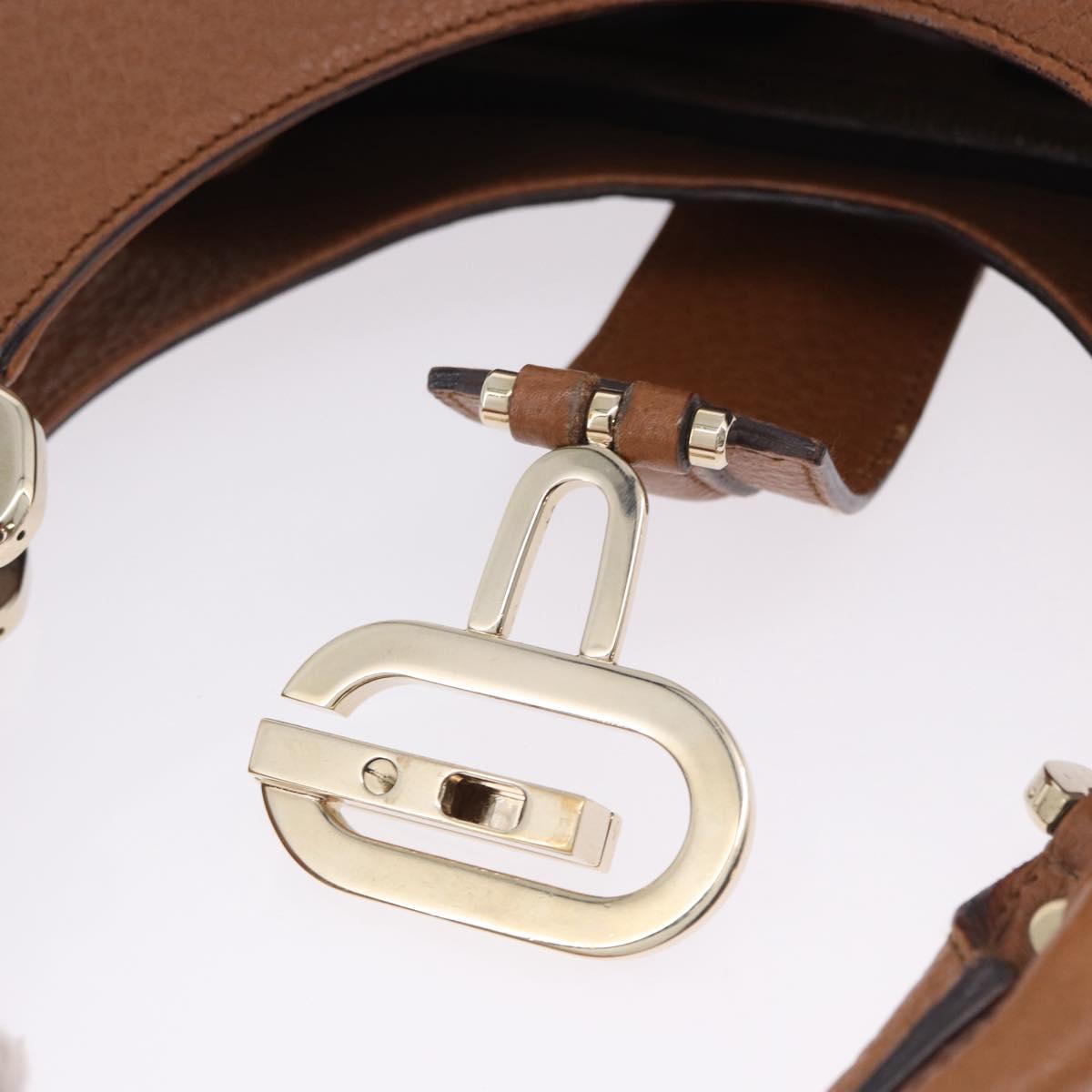 GUCCI G Jackie Bag Taurillon Clemence Leather Brown Gold 130995 Auth am12624M
