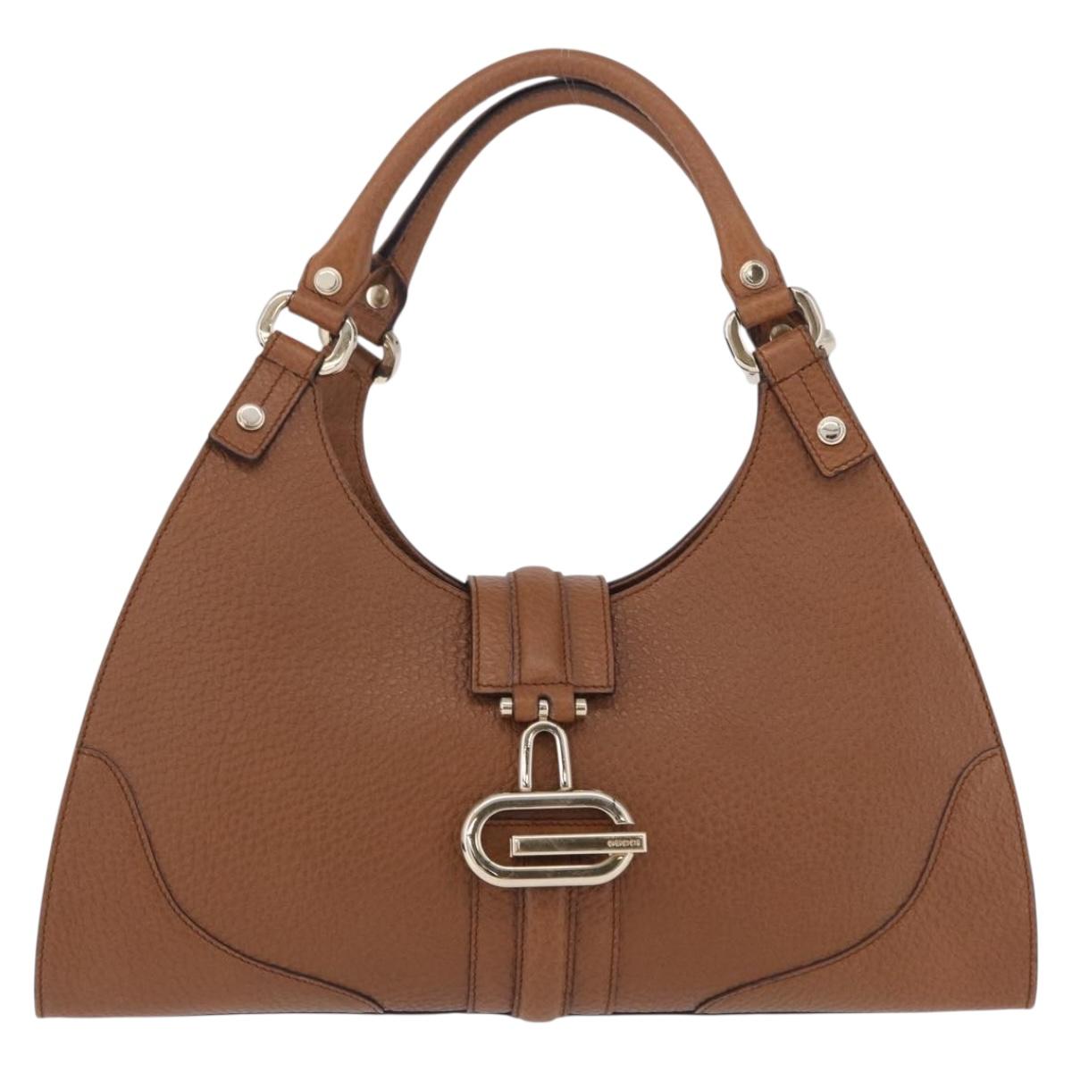 GUCCI G Jackie Bag Taurillon Clemence Leather Brown Gold 130995 Auth am12624M