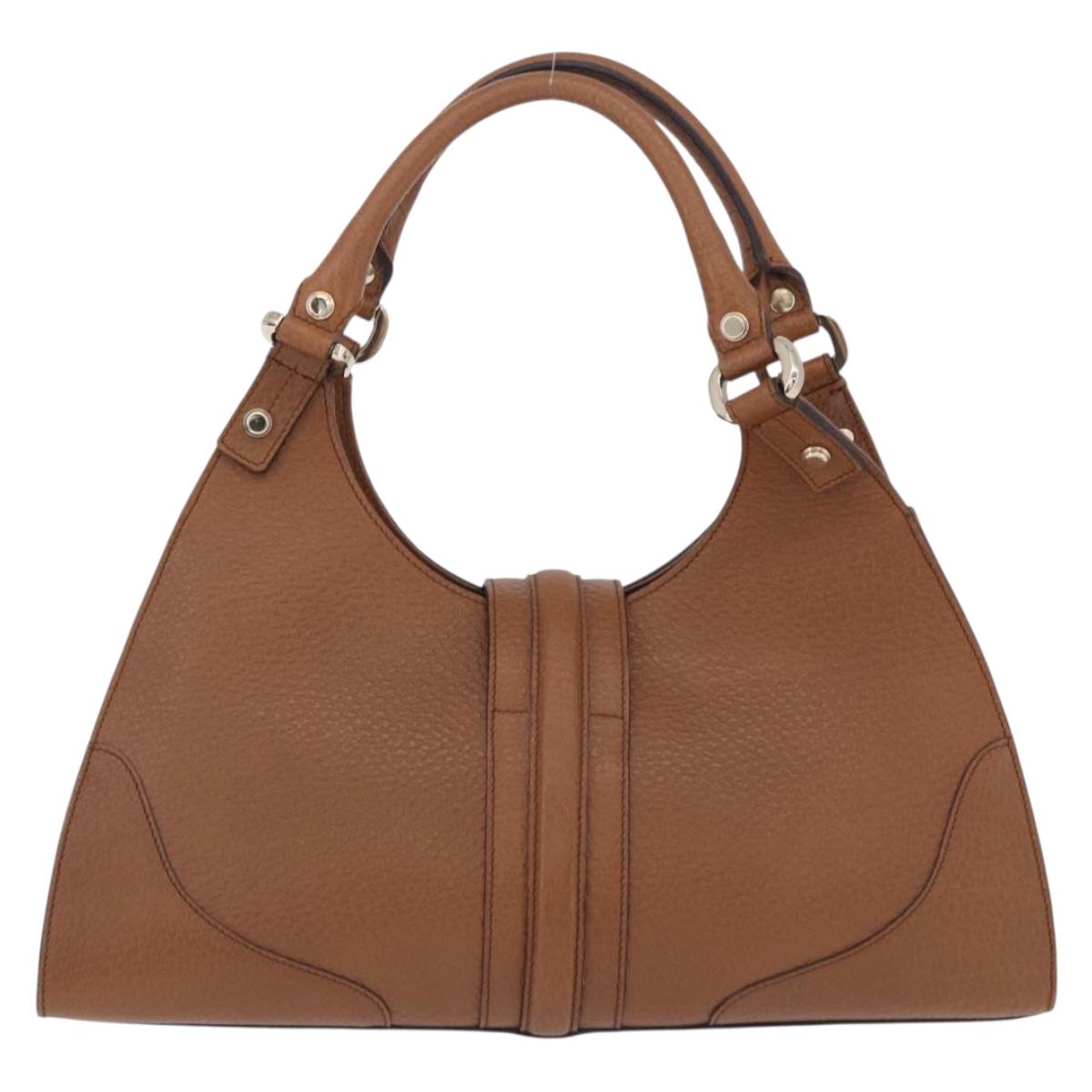 GUCCI G Jackie Bag Taurillon Clemence Leather Brown Gold 130995 Auth am12624M