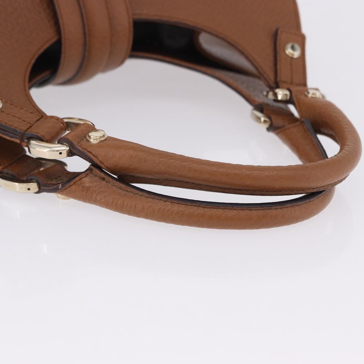 GUCCI G Jackie Bag Taurillon Clemence Leather Brown Gold 130995 Auth am12624M