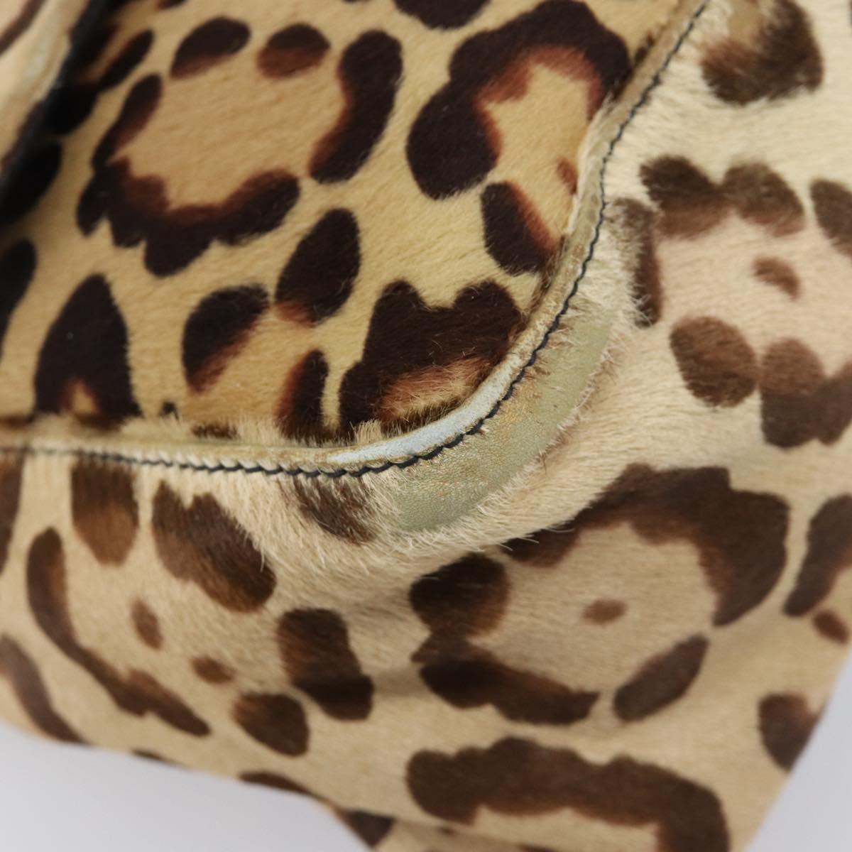 FENDI Mamma Baguette Shoulder Bag Harako leather Beige Silver Auth am12627SAM