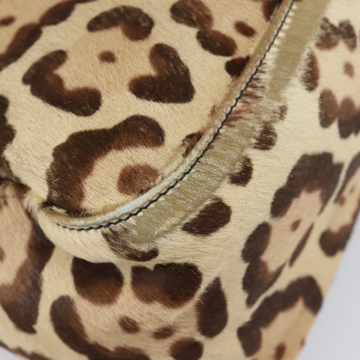 FENDI Mamma Baguette Shoulder Bag Harako leather Beige Silver Auth am12627SAM