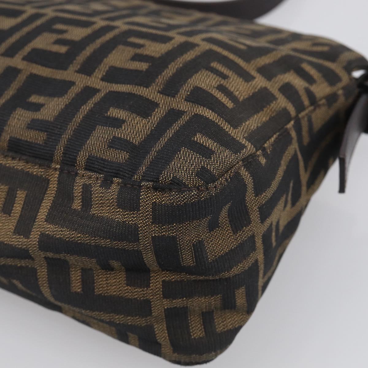 FENDI Zucca Canvas Mamma Baguette Shoulder Bag Brown Black Auth am12629V