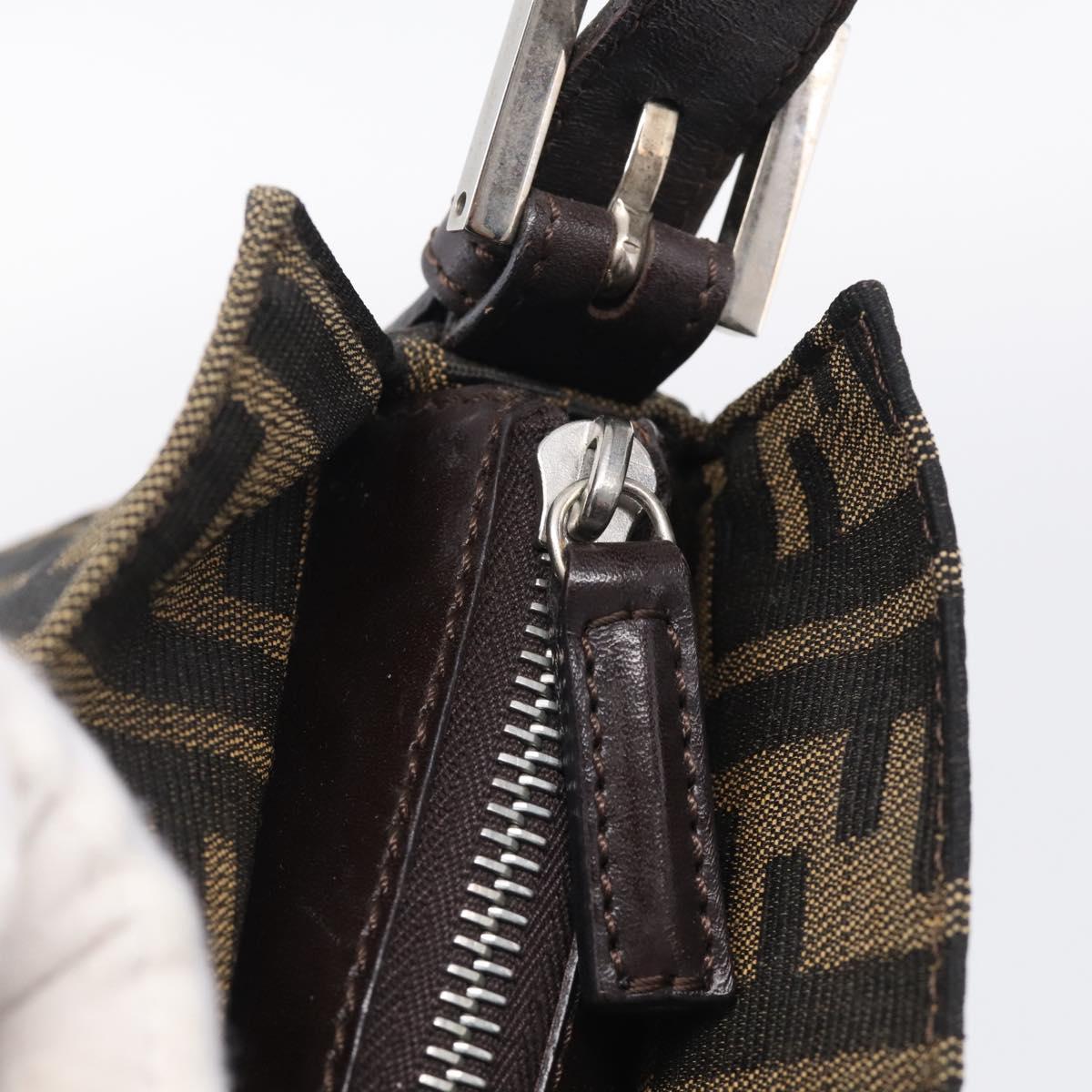 FENDI Zucca Canvas Mamma Baguette Shoulder Bag Brown Black Auth am12629V