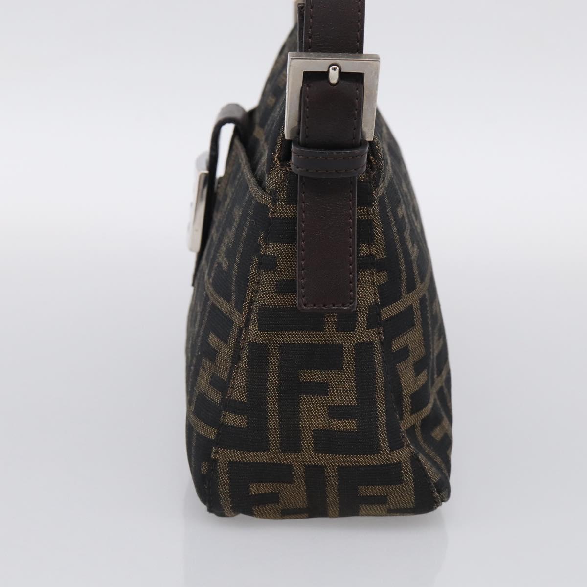 FENDI Zucca Canvas Mamma Baguette Shoulder Bag Brown Black Auth am12629V