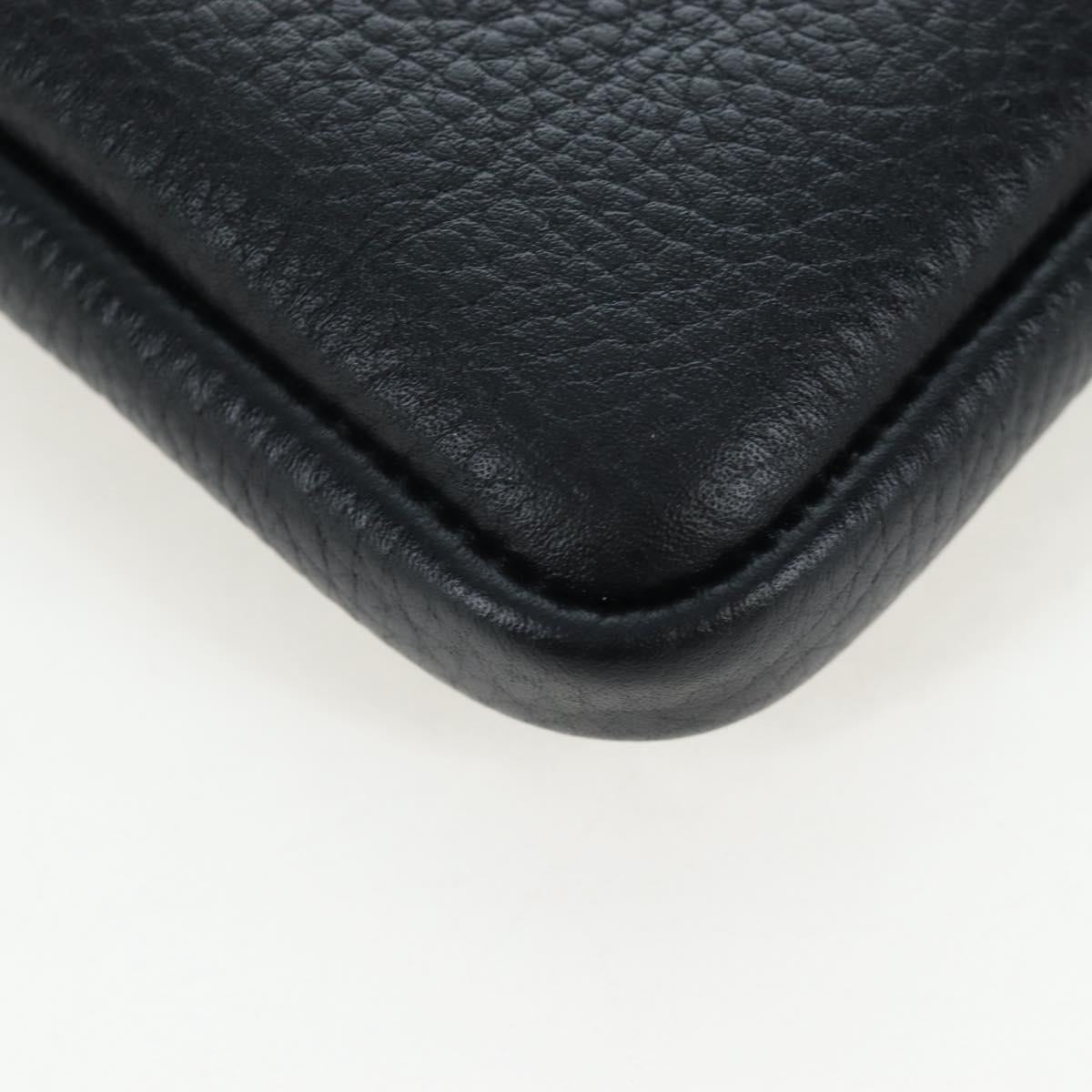 BURBERRY Shoulder Pouch Leather Black Gold Auth am12646V