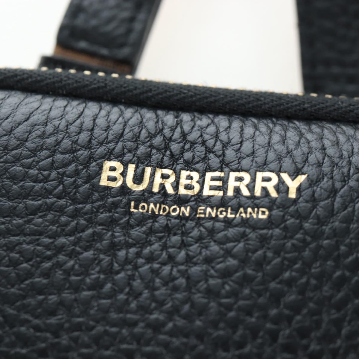 BURBERRY Shoulder Pouch Leather Black Gold Auth am12646V