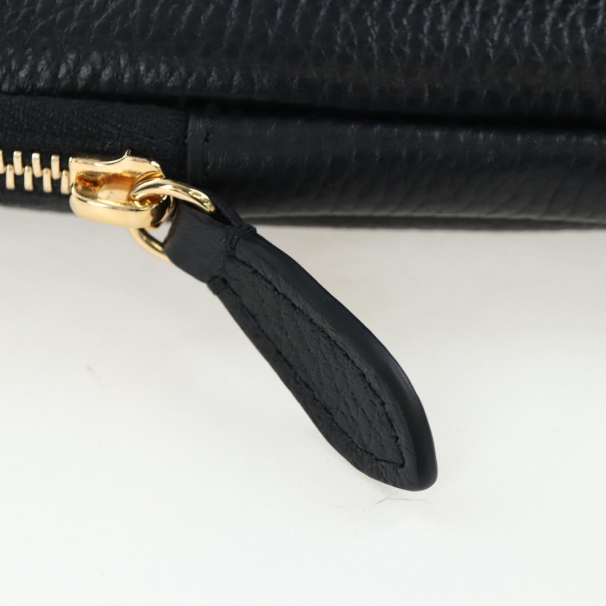 BURBERRY Shoulder Pouch Leather Black Gold Auth am12646V