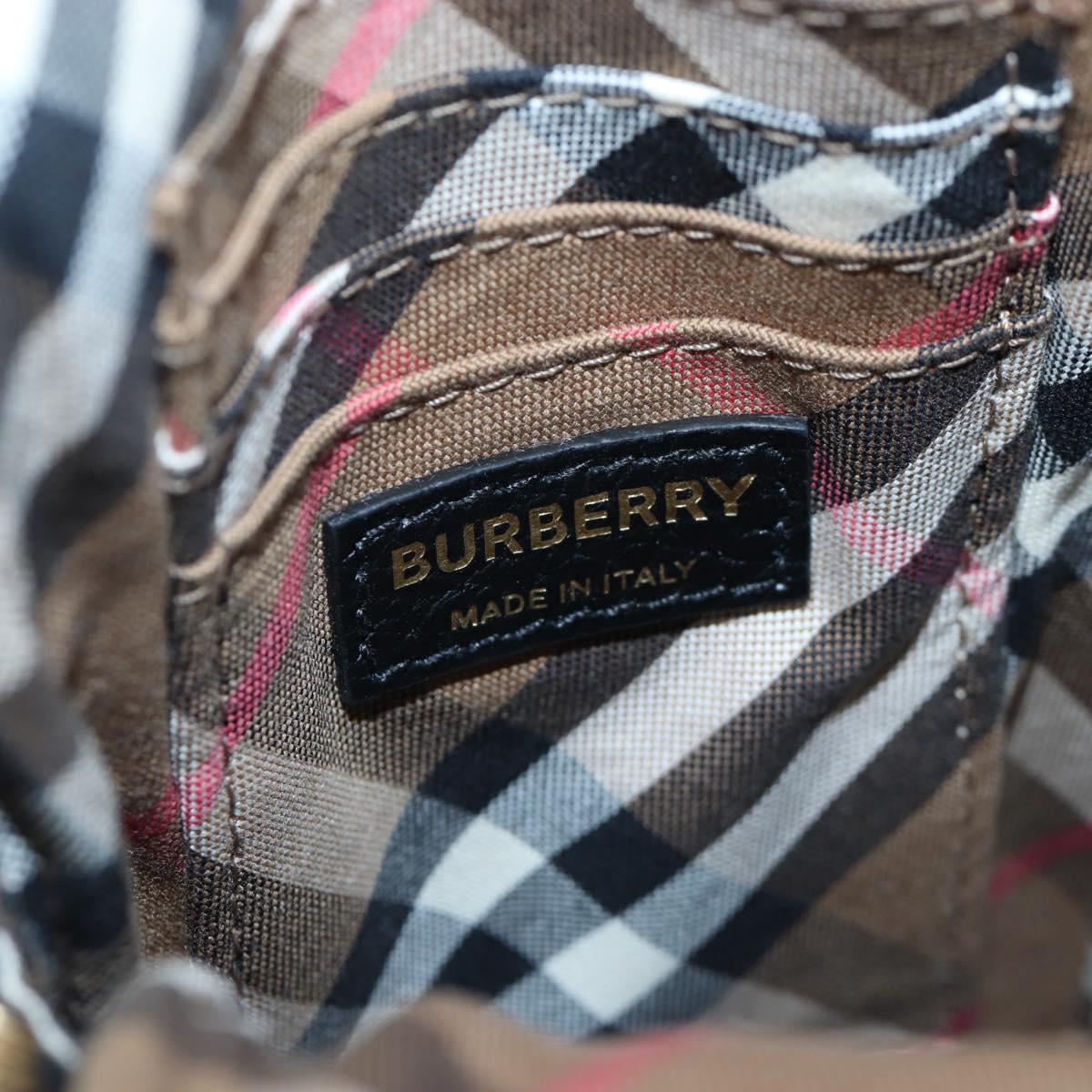 BURBERRY Shoulder Pouch Leather Black Gold Auth am12646V