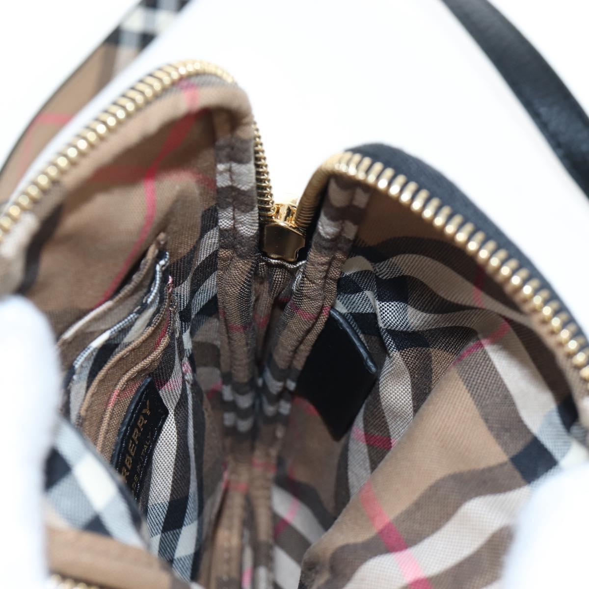 BURBERRY Shoulder Pouch Leather Black Gold Auth am12646V