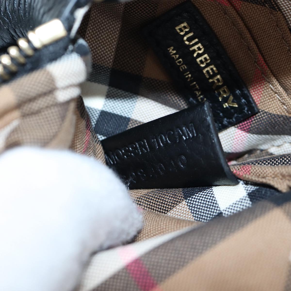 BURBERRY Shoulder Pouch Leather Black Gold Auth am12646V