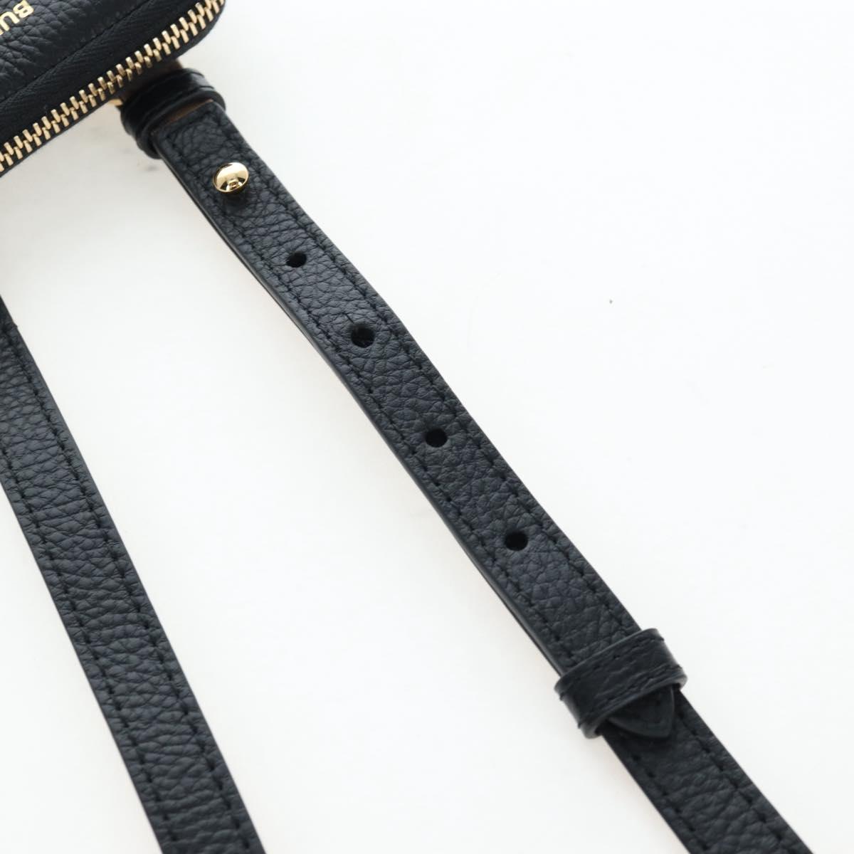 BURBERRY Shoulder Pouch Leather Black Gold Auth am12646V