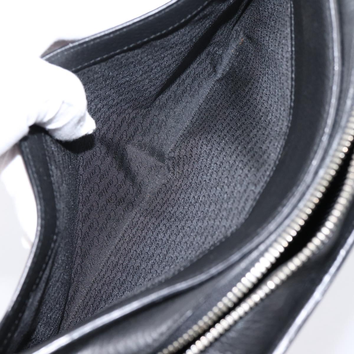 CARTIER Clutch Bag Leather Black Silver Auth am12649A