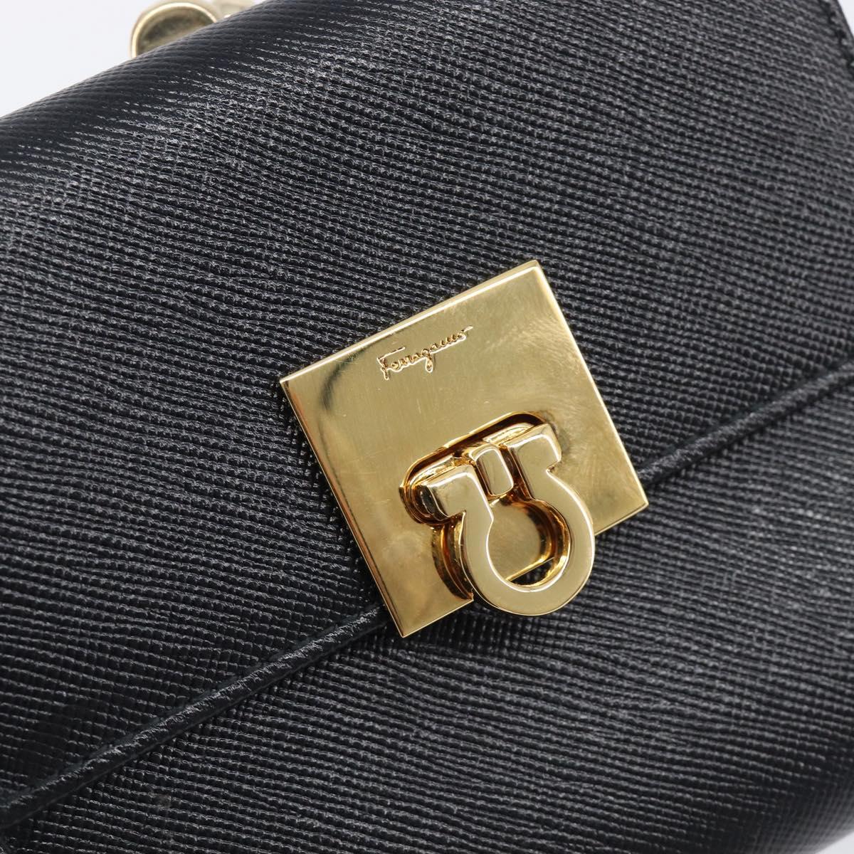 Salvatore Ferragamo Gancini Gamaguchi Compact Wallet Leather Black Auth am12650V