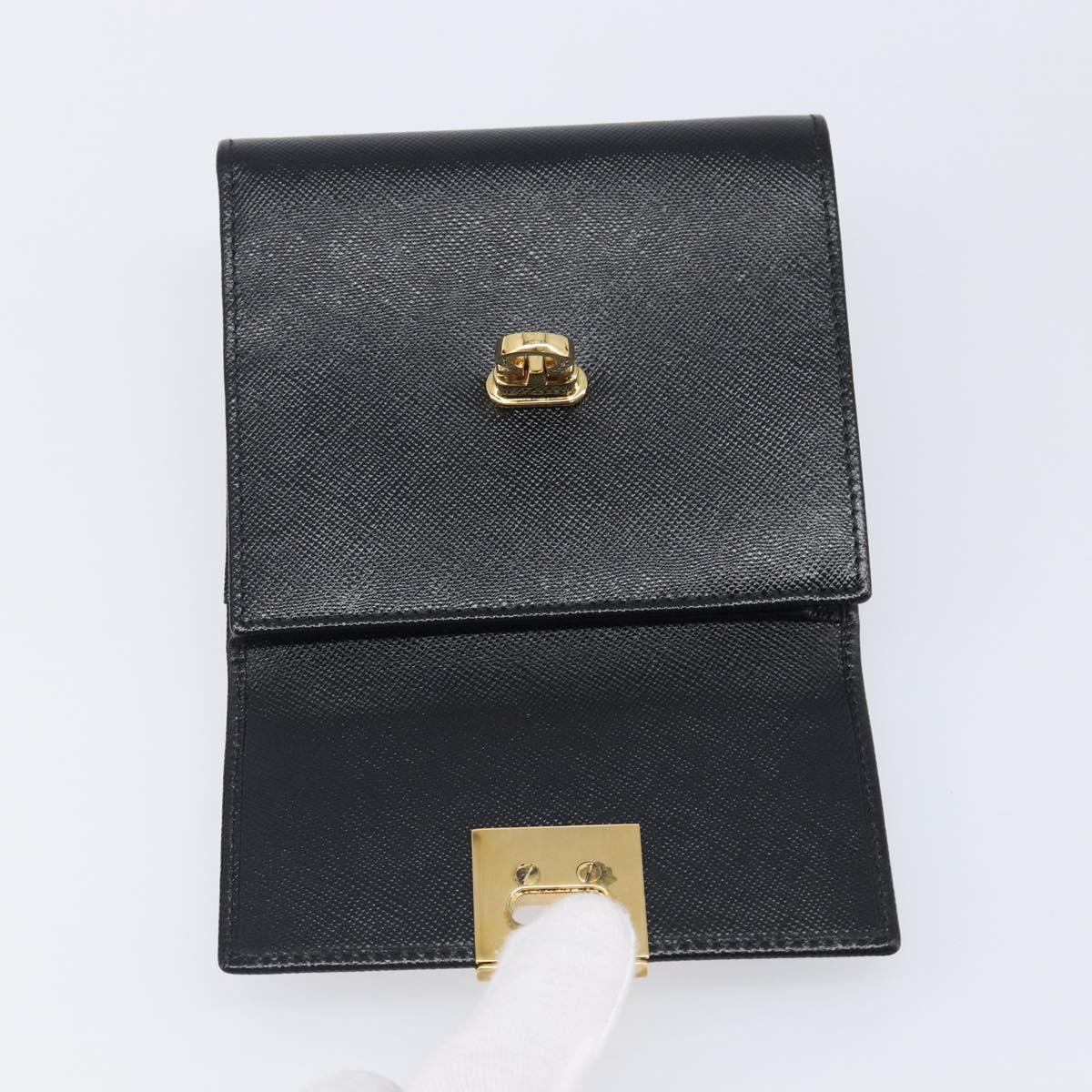 Salvatore Ferragamo Gancini Gamaguchi Compact Wallet Leather Black Auth am12650V