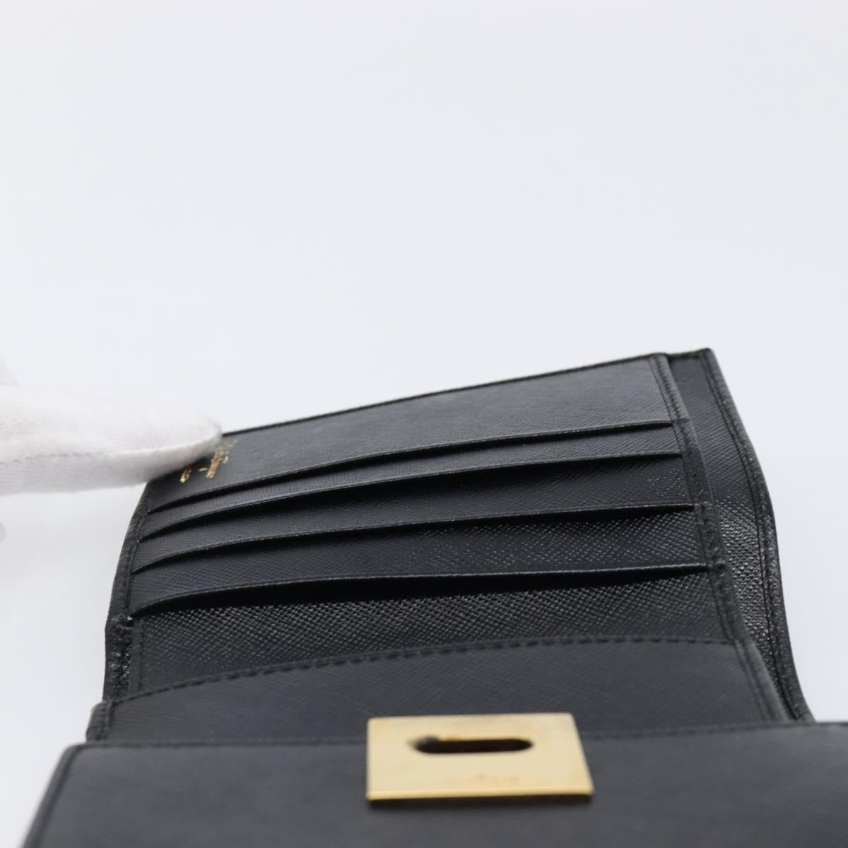 Salvatore Ferragamo Gancini Gamaguchi Compact Wallet Leather Black Auth am12650V