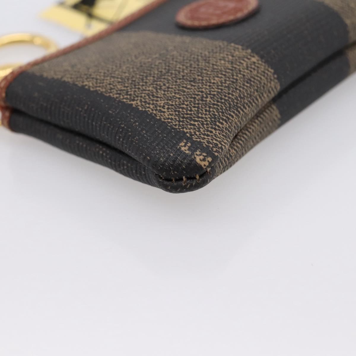 FENDI Zucca Canvas Coin Key Case Black Brown Auth am12652V