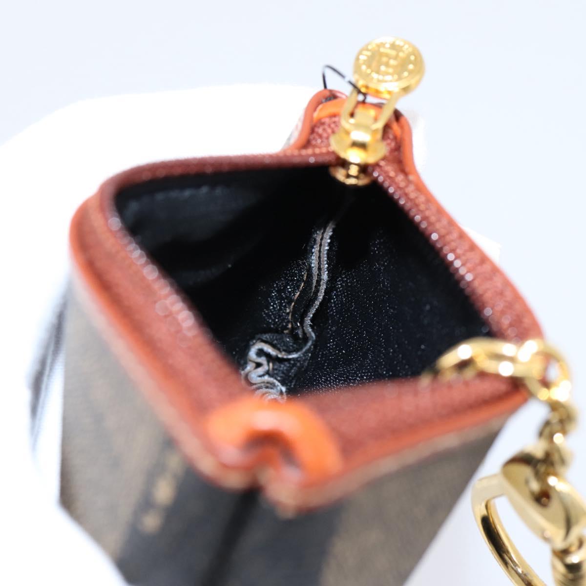 FENDI Zucca Canvas Coin Key Case Black Brown Auth am12652V