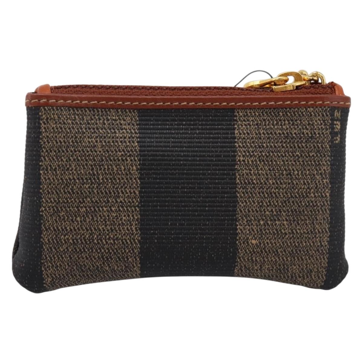 FENDI Zucca Canvas Coin Key Case Black Brown Auth am12652V