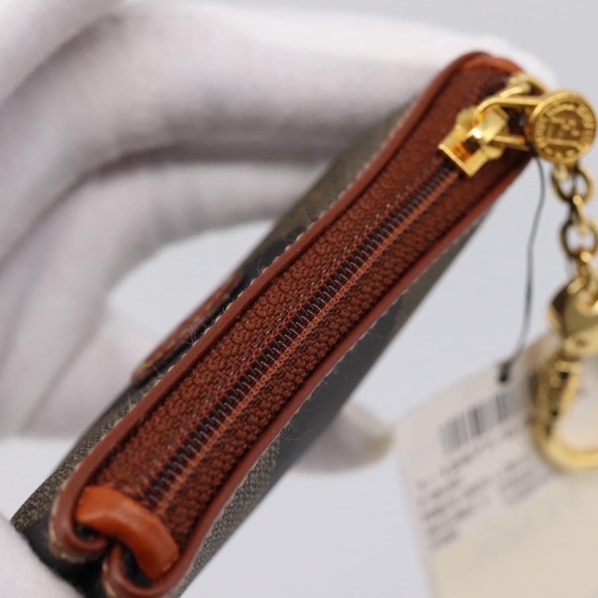 FENDI Zucca Canvas Coin Key Case Black Brown Auth am12652V