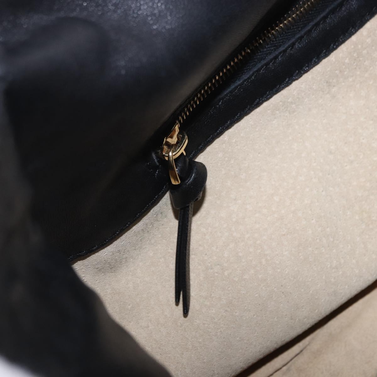BOTTEGA VENETA INTRECCIATO Hand Bag Leather Black Gold Auth am12657V