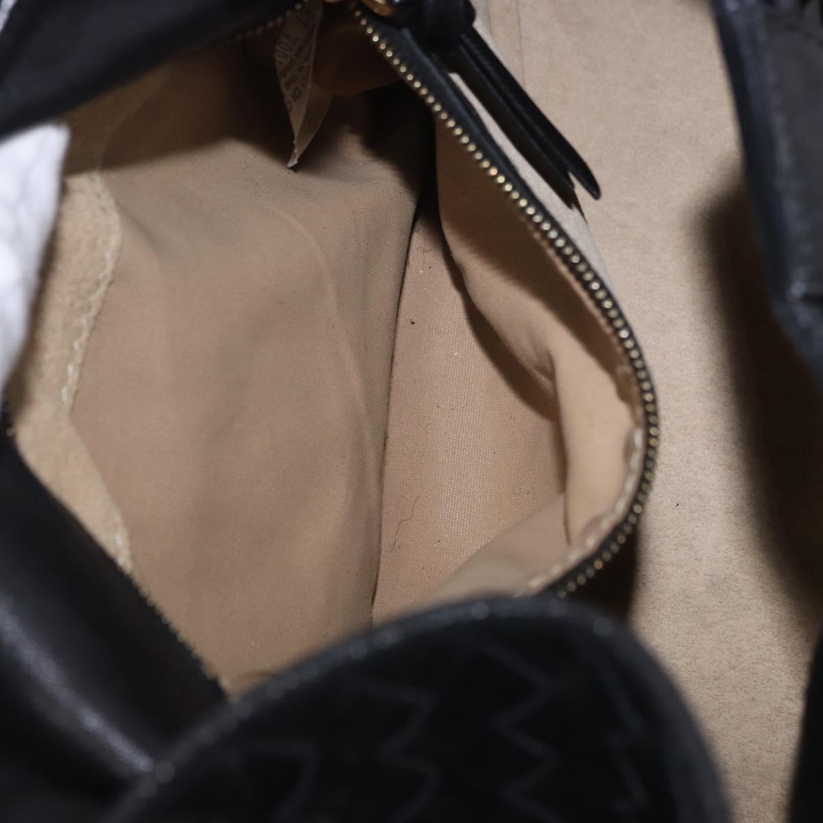 BOTTEGA VENETA INTRECCIATO Hand Bag Leather Black Gold Auth am12657V