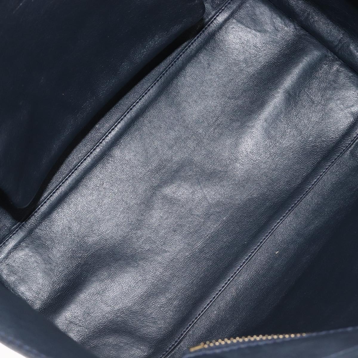 CELINE Luggage Mini Shopper Hand Bag Leather Navy Gold Auth am12658A