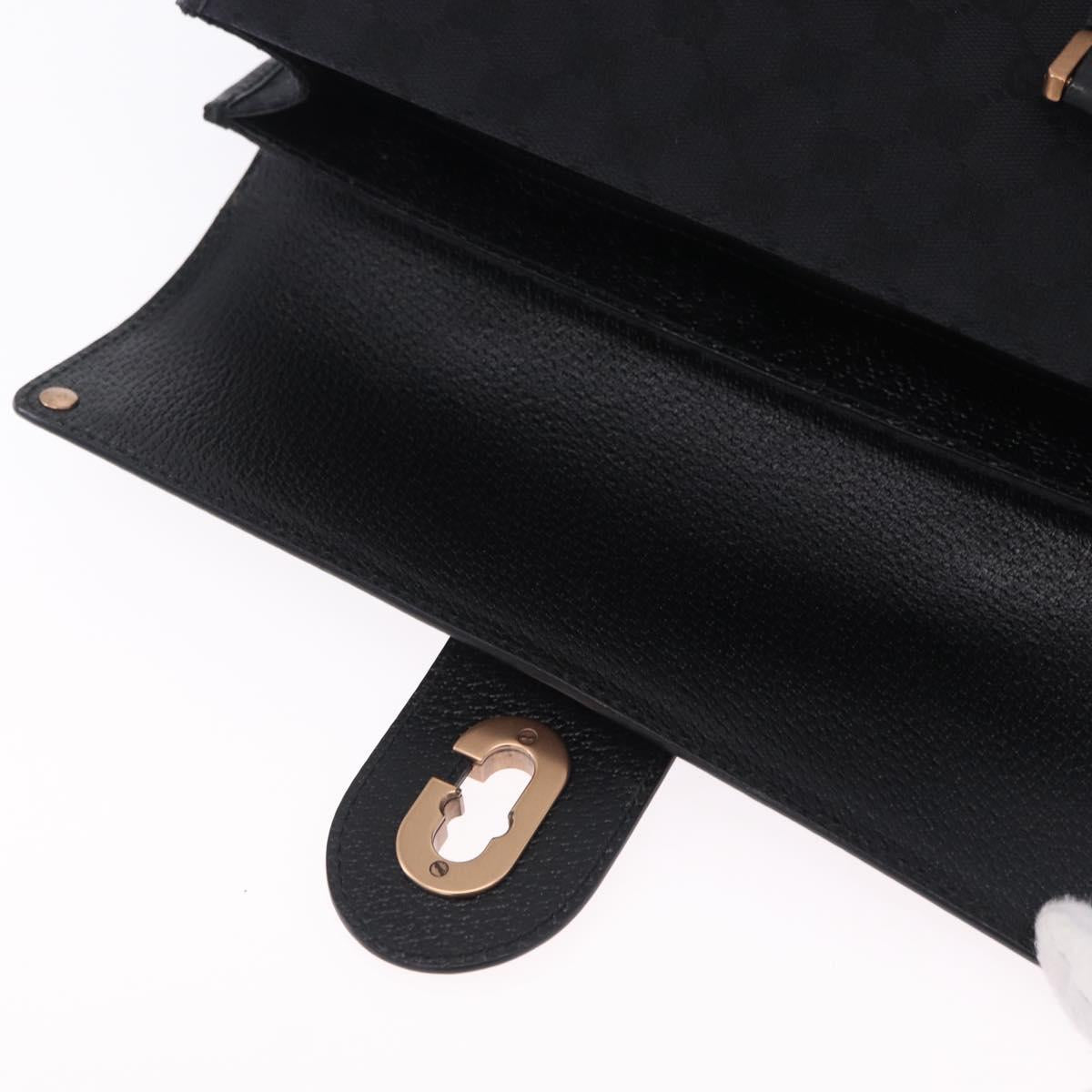 GUCCI GG Canvas Hand Bag Black Gold 124286 Auth am12659V