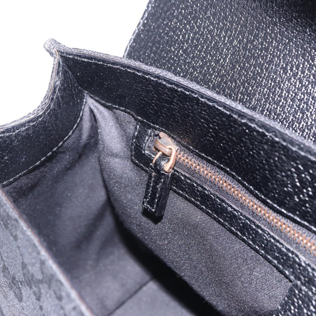 GUCCI GG Canvas Hand Bag Black Gold 124286 Auth am12659V