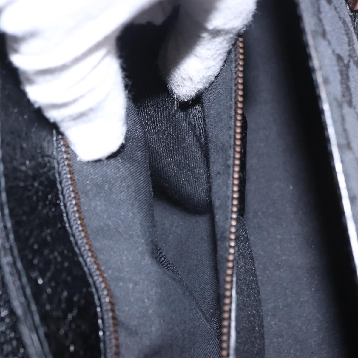 GUCCI GG Canvas Hand Bag Black Gold 124286 Auth am12659V