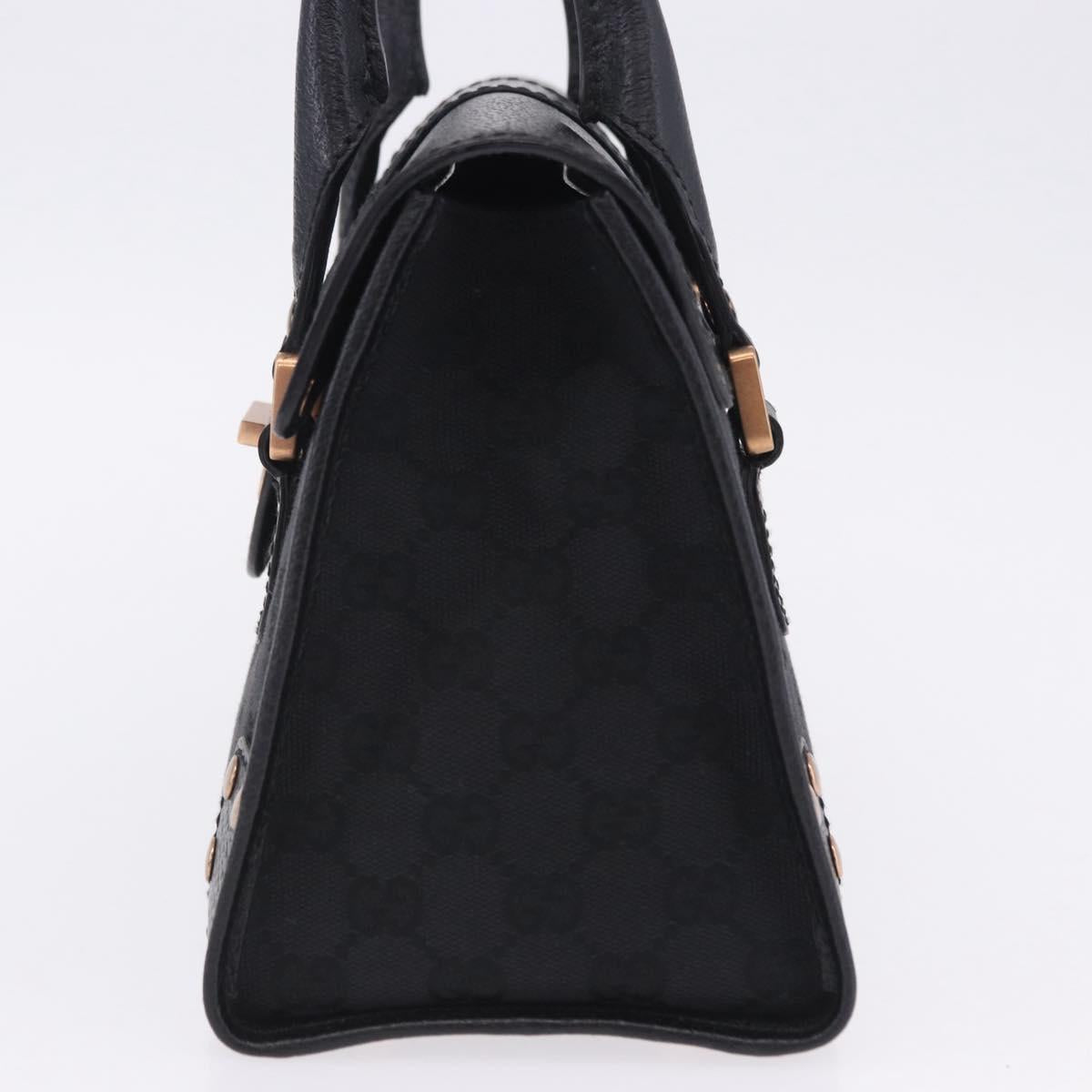 GUCCI GG Canvas Hand Bag Black Gold 124286 Auth am12659V