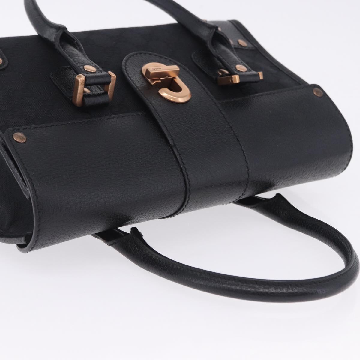 GUCCI GG Canvas Hand Bag Black Gold 124286 Auth am12659V