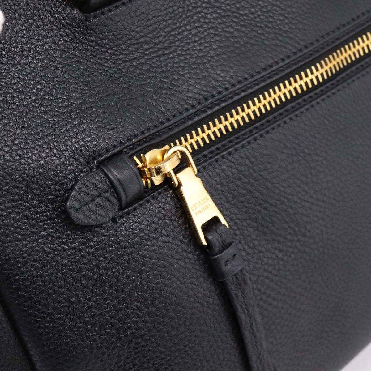 PRADA Hand Bag Leather 2way Black Gold BN2793 Auth am12660V