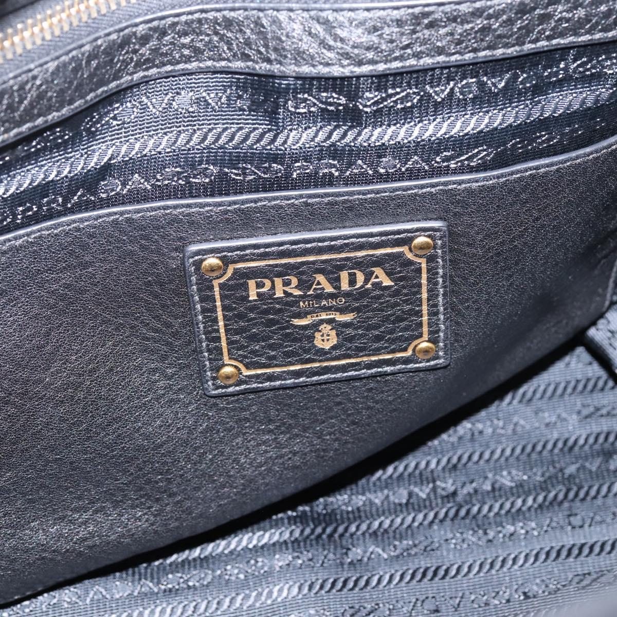 PRADA Hand Bag Leather 2way Black Gold BN2793 Auth am12660V