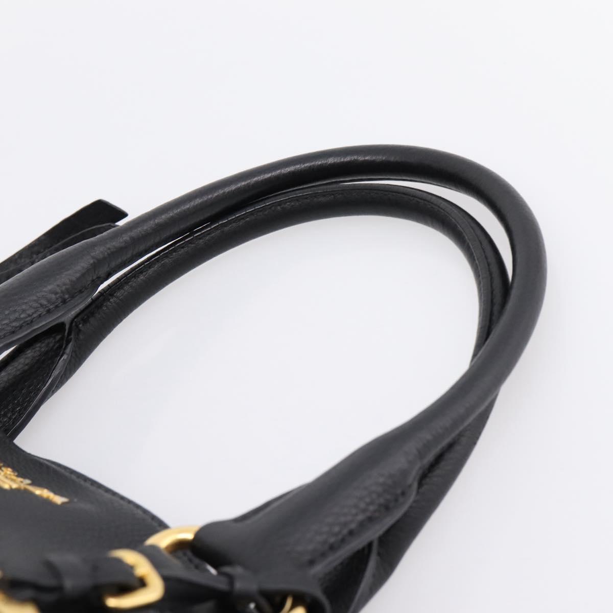 PRADA Hand Bag Leather 2way Black Gold BN2793 Auth am12660V